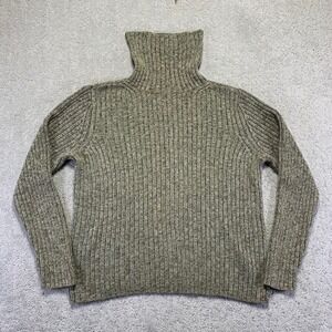 Vintage Cherokee Women Sweater Medium Gray Turtle Neck Ribbed Knit Pullover 90s